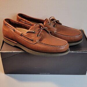 ROCKPORT PERTH TIMBER TAN BOAT SHOES (SIZE: 13 NARROW)